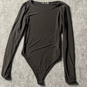 boohoo Women’s Bodysuit Black Long Sleeve Crew Neck Soft Coquette Sexy ComfySz 6